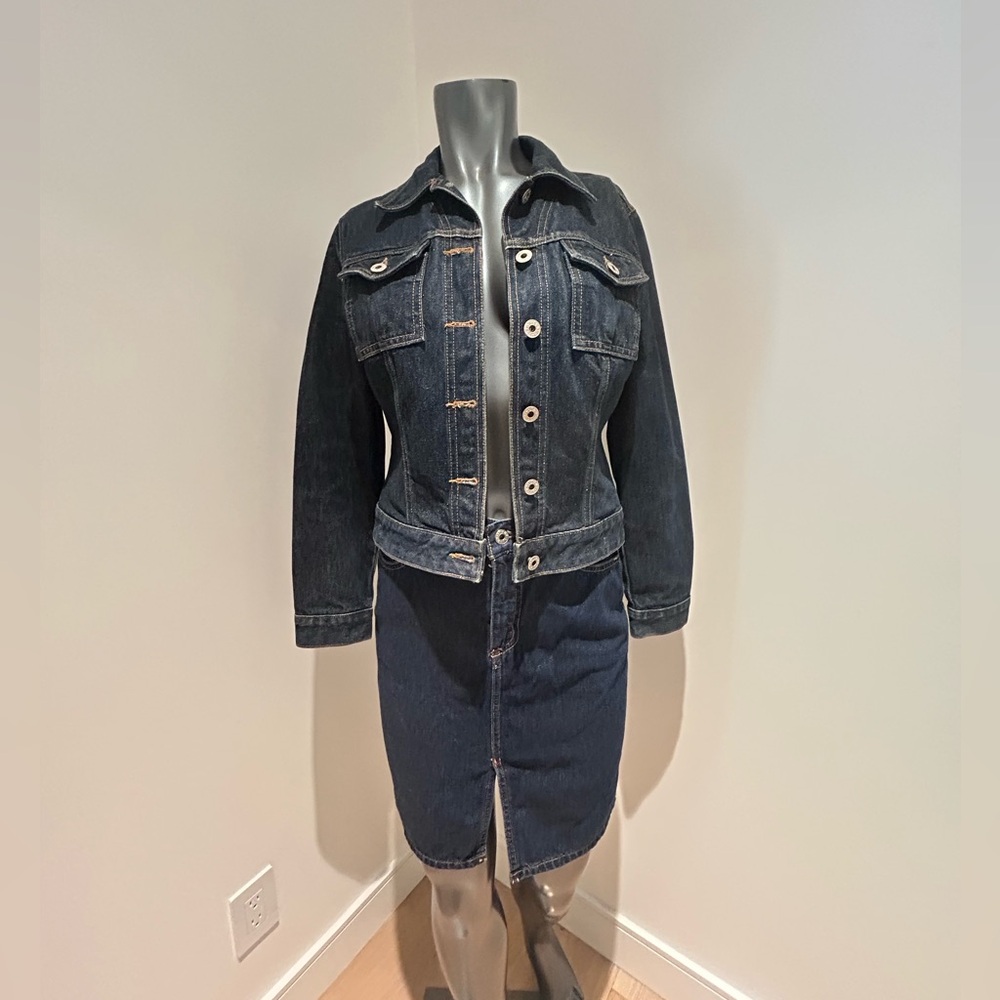 Y2K Vintage Guess Denim Cropped Jacket and Skirt